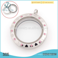 2015 Good quality stainless steel pink crystal stone locket, stylish imam ali locket